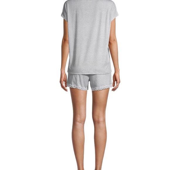 George Womens PJ Short Set Size 2X 18W-20W Silver Gray White Lace Trim New - Picture 6 of 6